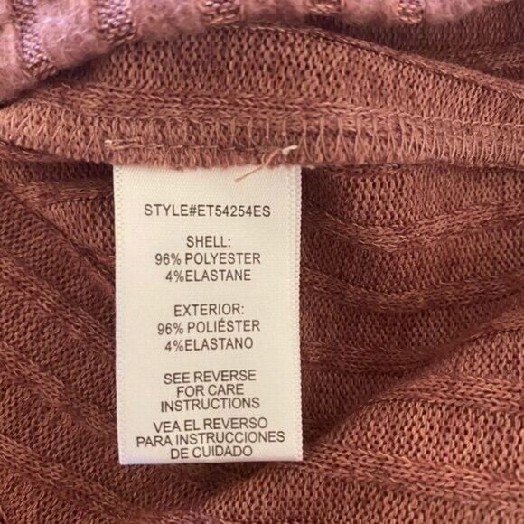 NWT En Creme women''s maroon ribbed v-neck tied front long sleeve sweater size L - Picture 8 of 11